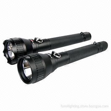LED Torch Flashlight with Aluminum Body, 10-hour Run-time, 500 Meters Distance Beam Range